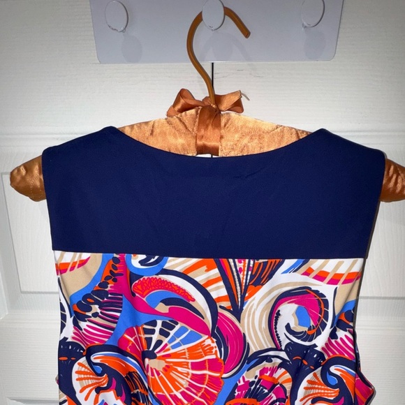 Jude Connally Molly Navy Retro Design Sleeveless Shift Mini Dress Size Med. - Picture 4 of 10